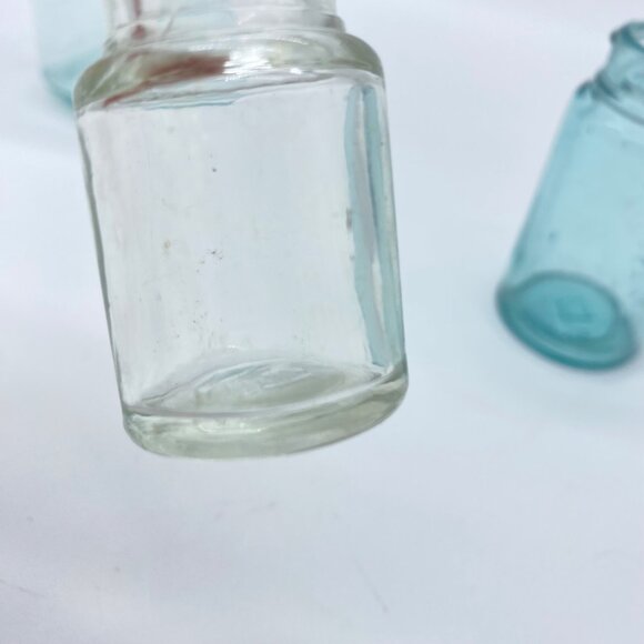 Vintage Lot of 3 Mellin's Food Jar Variety Glass Aqua Blue Clear 1 UV Reactive - Picture 12 of 16